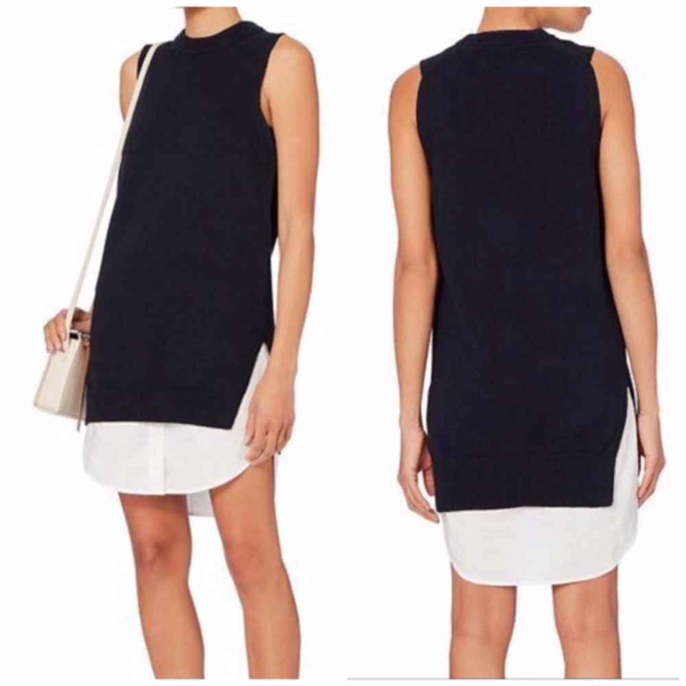 Brochu Walker Calder Layered Navy Sweater Dress Small